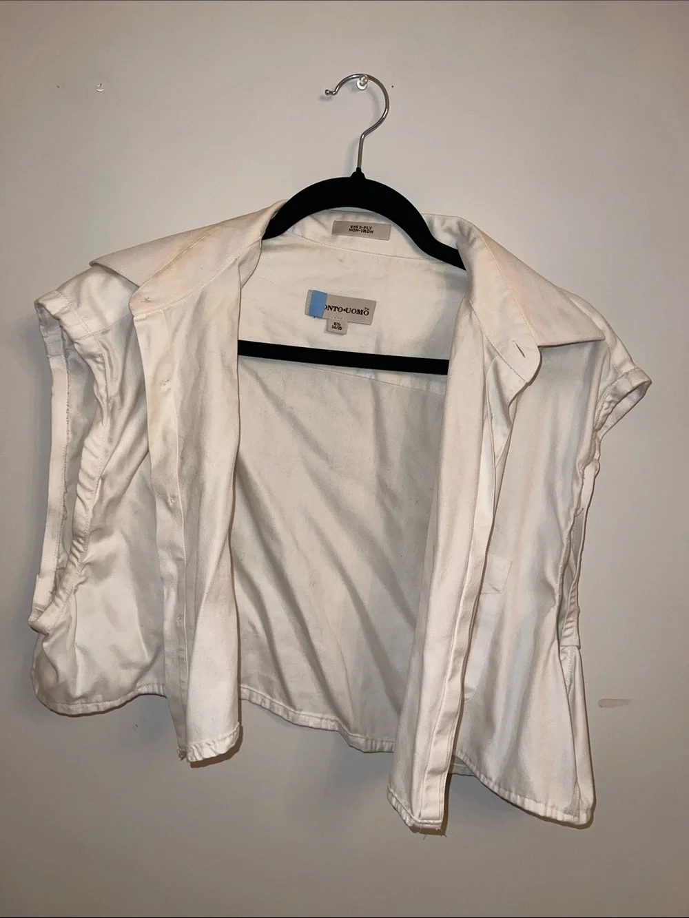 Pronto Uomo White Cropped Sleeveless Shirt Jacket